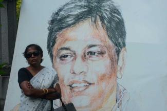 Commemorating Lasantha Wickre­matunge, a slain journalist, in 2020.