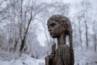 Detail of the Holodomor victims memorial in Kyiv.