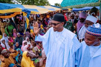 President Buhari visiting an IDP camp in Katsina in 2019.