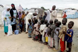 Wild polio has been eradicated – immunisation campaign in Nigerian camp for internally displaced people.