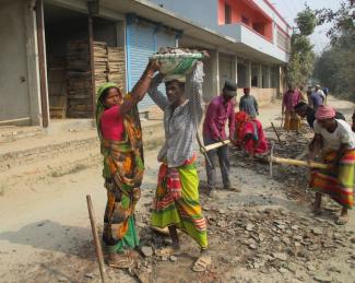 “A pair of flip-flops does not amount to any kind of lasting prosperity”: construction workers on the outskirts of Dhaka.