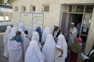 Rural mothers at a paediatrics clinic run by BRAC in Afghanistan in 2009.