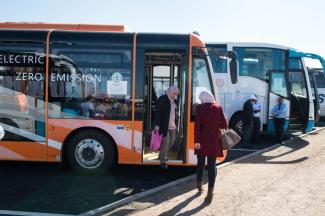 Leadership: China supplied the summit hosts with zero-emission electric buses.