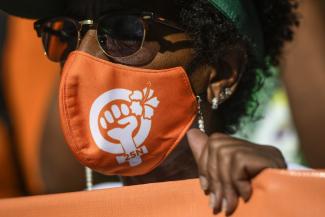 Protestor in Santo Domingo on  25 November.