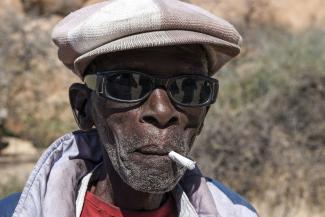 Namibia has introduced a minimum pension for the elderly: old man in Damaraland.