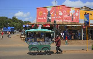 Informal employment is the norm: mobile CD shop in Moshi, Tanzania.