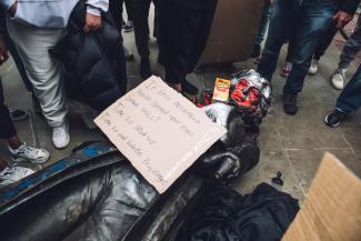 On 7 June, protesters in Bristol pulled down the statue of slave trader Edward Colston and later threw it into the harbour.