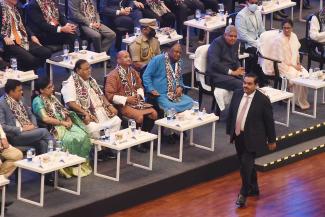 Taxing wealth would make a difference: billionaire Gautam Adani (front) attending a business summit in Kolkata in April 2022.