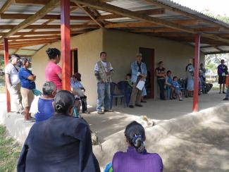 Project presentation in front of a community centre.