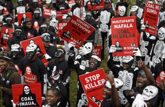 Protest against a coal plant that Kenya wants to build with funding from China in the port city of Lamu.