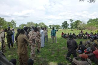 A herder has called in law enforcement officers in order to intimidate farmers on whose fields he wants to let his animals graze.