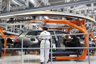 Robots are common in car production: VW production line in Puebla, Mexico.