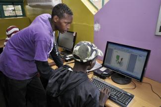 Computer training at a South African youth centre.