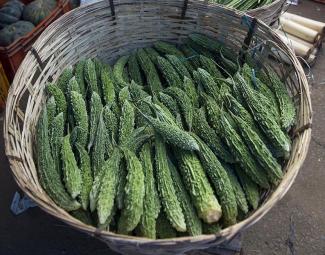 Bitter melon at a market in Kerala in India.